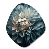 Blue And White Dahlia Flowers I - Asymmetric Metal Wall Art