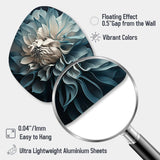 Blue And White Dahlia Flowers I - Asymmetric Metal Wall Art