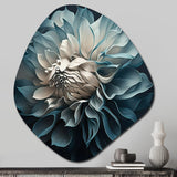 Blue And White Dahlia Flowers I - Asymmetric Metal Wall Art