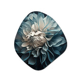 Blue And White Dahlia Flowers I - Asymmetric Metal Wall Art