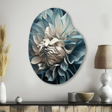 Blue And White Dahlia Flowers I - Asymmetric Metal Wall Art