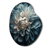 Blue And White Dahlia Flowers I - Asymmetric Metal Wall Art