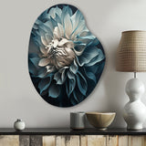 Blue And White Dahlia Flowers I - Asymmetric Metal Wall Art