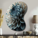 Blue And White Dahlia Flowers II - Asymmetric Metal Wall Art