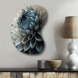 Blue And White Dahlia Flowers II - Asymmetric Metal Wall Art