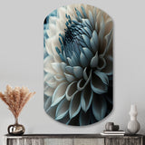 Blue And White Dahlia Flowers II - Asymmetric Metal Wall Art