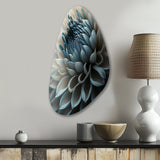 Blue And White Dahlia Flowers II - Asymmetric Metal Wall Art