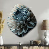 Blue And White Dahlia Flowers II - Asymmetric Metal Wall Art