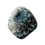 Blue And White Dahlia Flowers II - Asymmetric Metal Wall Art