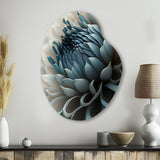 Blue And White Dahlia Flowers II - Asymmetric Metal Wall Art