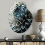 Blue And White Dahlia Flowers II - Asymmetric Metal Wall Art