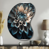 Blue And White Dahlia Flowers III - Asymmetric Metal Wall Art