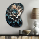 Blue And White Dahlia Flowers III - Asymmetric Metal Wall Art