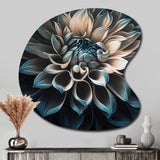 Blue And White Dahlia Flowers III - Asymmetric Metal Wall Art