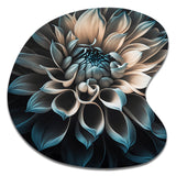 Blue And White Dahlia Flowers III - Asymmetric Metal Wall Art