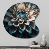 Blue And White Dahlia Flowers III - Asymmetric Metal Wall Art