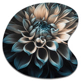 Blue And White Dahlia Flowers III - Asymmetric Metal Wall Art