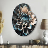 Blue And White Dahlia Flowers III - Asymmetric Metal Wall Art