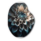 Blue And White Dahlia Flowers III - Asymmetric Metal Wall Art