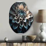 Blue And White Dahlia Flowers III - Asymmetric Metal Wall Art