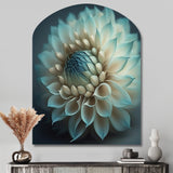 Blue And White Dahlia Flowers IV - Asymmetric Metal Wall Art