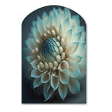 Blue And White Dahlia Flowers IV - Asymmetric Metal Wall Art