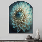 Blue And White Dahlia Flowers IV - Asymmetric Metal Wall Art