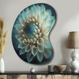 Blue And White Dahlia Flowers IV - Asymmetric Metal Wall Art