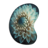 Blue And White Dahlia Flowers IV - Asymmetric Metal Wall Art