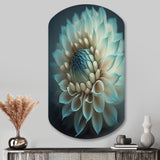 Blue And White Dahlia Flowers IV - Asymmetric Metal Wall Art