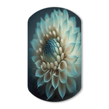 Blue And White Dahlia Flowers IV - Asymmetric Metal Wall Art