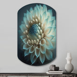 Blue And White Dahlia Flowers IV - Asymmetric Metal Wall Art