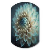 Blue And White Dahlia Flowers IV - Asymmetric Metal Wall Art