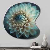 Blue And White Dahlia Flowers IV - Asymmetric Metal Wall Art