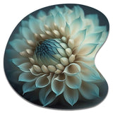 Blue And White Dahlia Flowers IV - Asymmetric Metal Wall Art