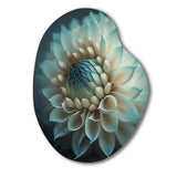 Blue And White Dahlia Flowers IV - Asymmetric Metal Wall Art