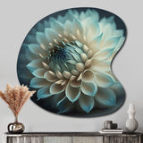 Blue And White Dahlia Flowers V - Asymmetric Metal Wall Art