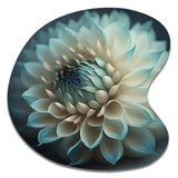 Blue And White Dahlia Flowers V - Asymmetric Metal Wall Art