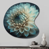 Blue And White Dahlia Flowers V - Asymmetric Metal Wall Art