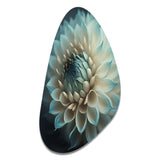 Blue And White Dahlia Flowers V - Asymmetric Metal Wall Art