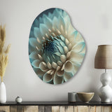 Blue And White Dahlia Flowers V - Asymmetric Metal Wall Art