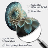 Blue And White Dahlia Flowers V - Asymmetric Metal Wall Art