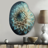 Blue And White Dahlia Flowers V - Asymmetric Metal Wall Art