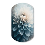 Dahlia Flowers Blue And White I - Asymmetric Metal Wall Art