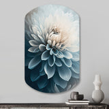 Dahlia Flowers Blue And White I - Asymmetric Metal Wall Art