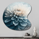 Dahlia Flowers Blue And White I - Asymmetric Metal Wall Art