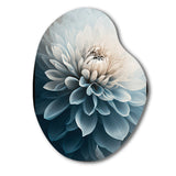 Dahlia Flowers Blue And White I - Asymmetric Metal Wall Art