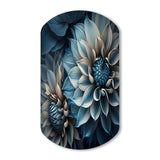 Dahlia Flowers Blue And White II - Asymmetric Metal Wall Art