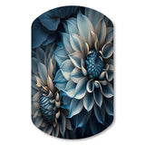 Dahlia Flowers Blue And White II - Asymmetric Metal Wall Art