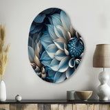 Dahlia Flowers Blue And White II - Asymmetric Metal Wall Art